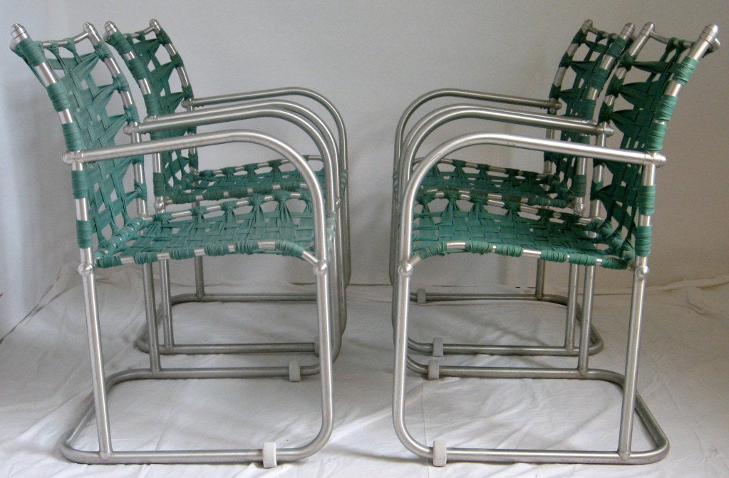 American Warren McArthur Set of Four Webbed Lounge Chairs Style No. 612, circa 1938 For Sale