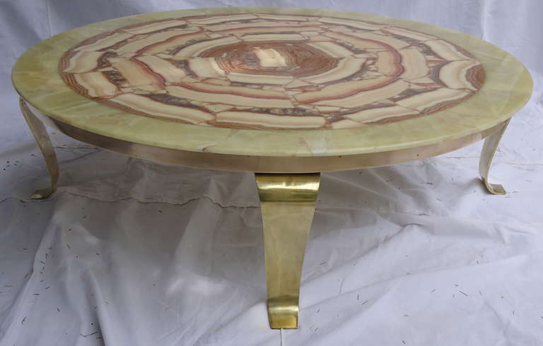 Gilt Muller Onyx Top Arturo Pani Coffee Table, Mexico, circa 1960