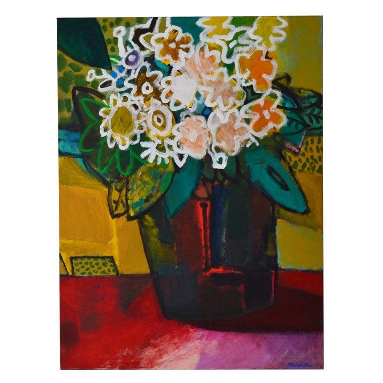 James Strombotne Painting "Still Life with Large Flowers" Acrylic on Canvas