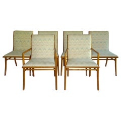 Set of 6 Robsjohn-Gibbings Saber Leg Dining Chairs 1953