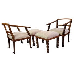Italian Armchairs with Ottoman, circa 1925 8