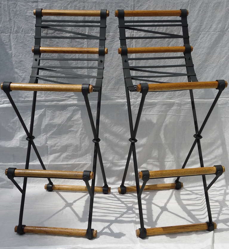 Mid-Century Modern Pair of Cleo Baldon High Back Bar Stools, circa 1965