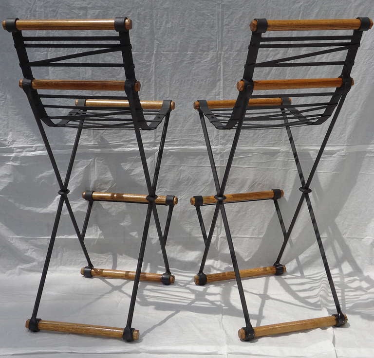 Pair of Cleo Baldon High Back Bar Stools, circa 1965 In Excellent Condition In Camden, ME