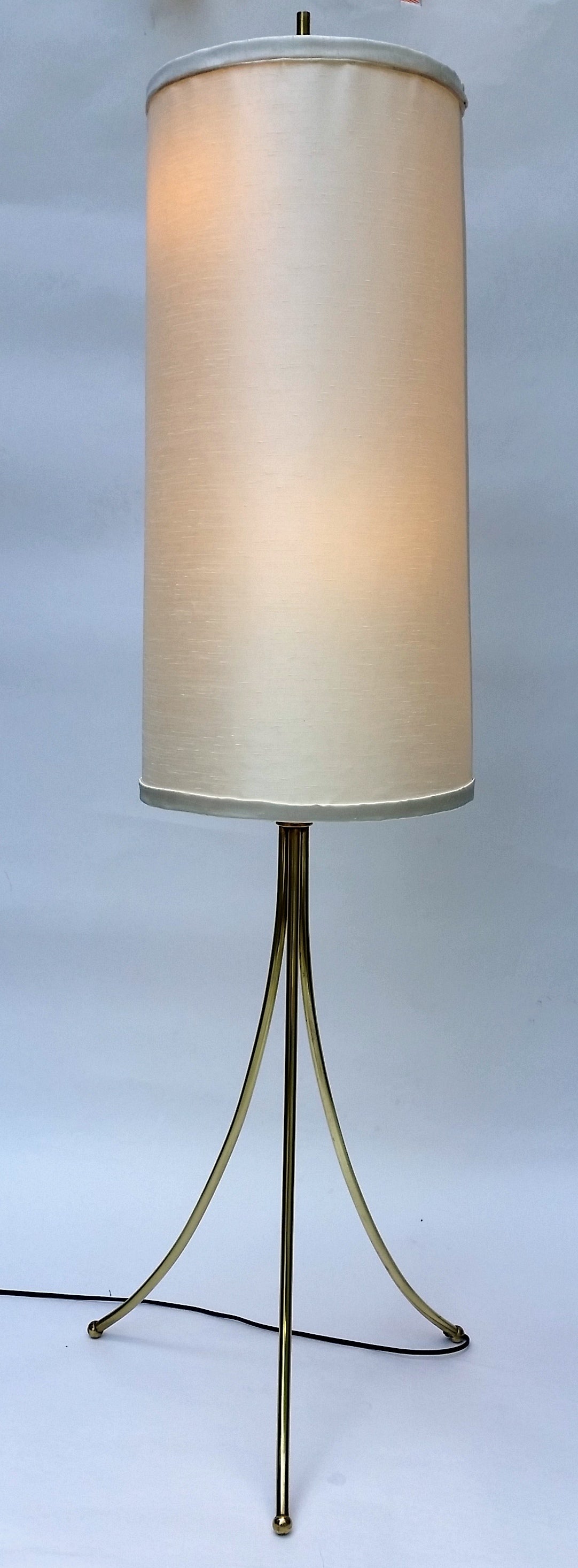 Brass Tripod Floor Lamp in the Style of Robsjohn-Gibbings, 1950 In Good Condition For Sale In Camden, ME