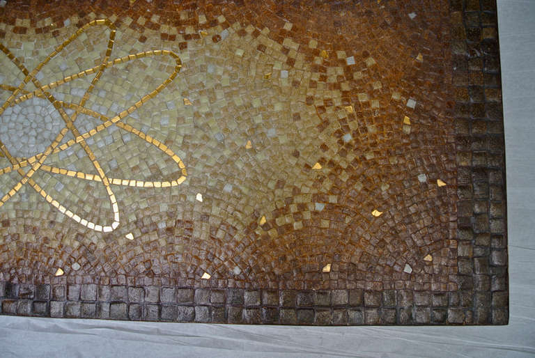 Brass Atomic Design Mosaic Tile Coffee Table by Genaro Alvarez, circa 1955