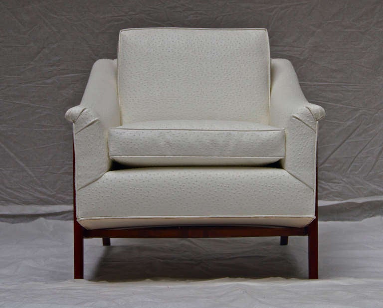1960s Midcentury Lounge Chair with Faux Emu Upholstery In Excellent Condition In Camden, ME