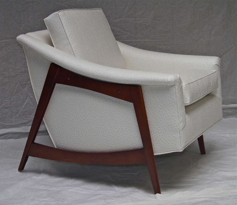 Mid-Century Modern 1960s Midcentury Lounge Chair with Faux Emu Upholstery