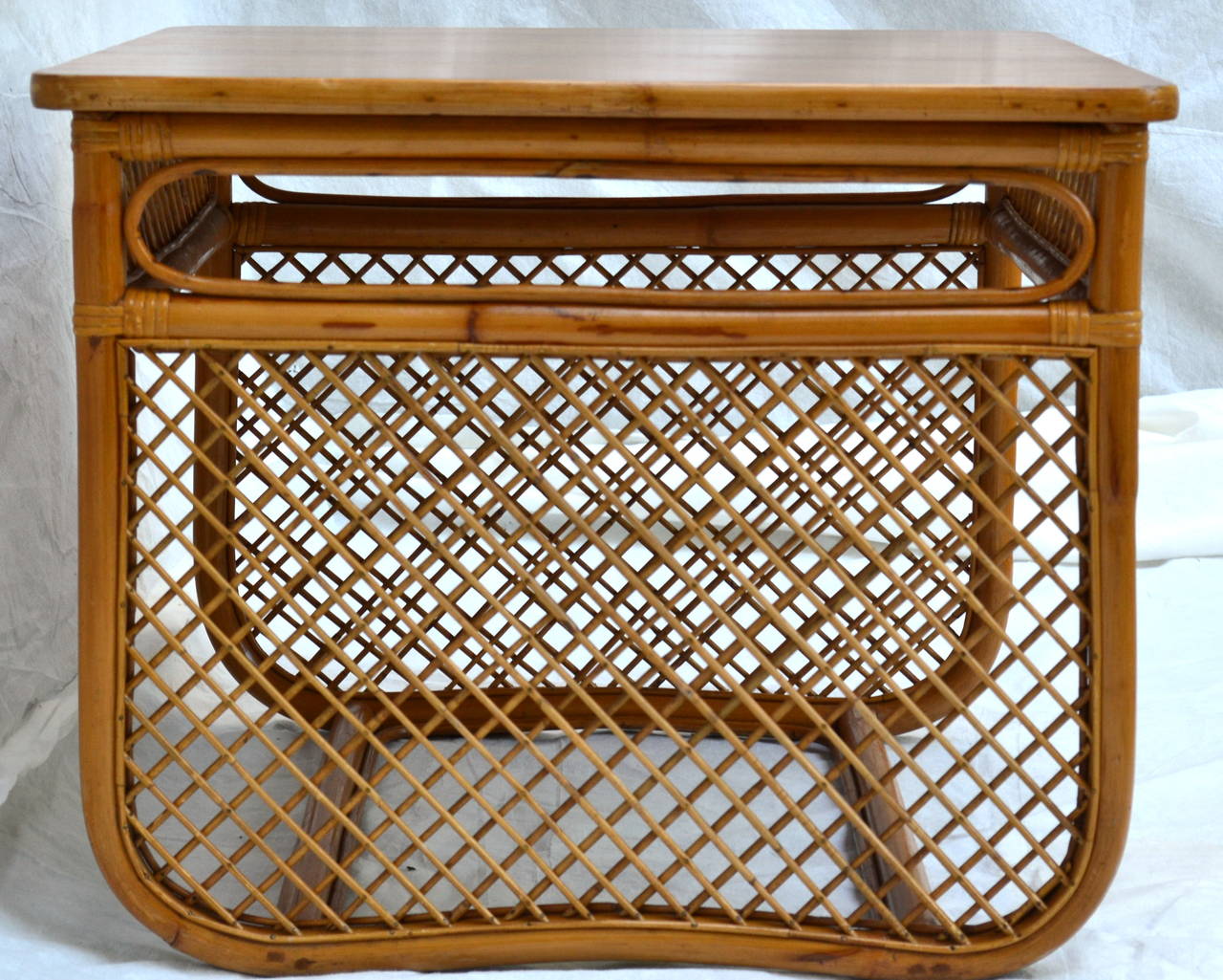 rattan end table bamboo