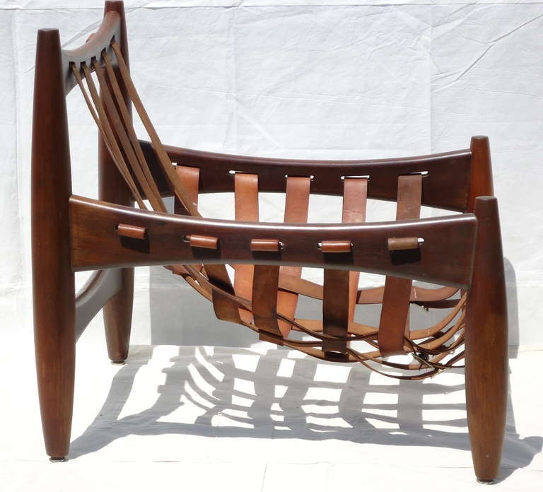 Carved Sergio Rodrigues Midcentury Rosewood Mole / Sheriff Chair, Brazil, circa 1962