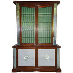 Grosfeld House Lorin Jackson Glass Caned Illuminated Mahogany Vitrine circa 1942 8