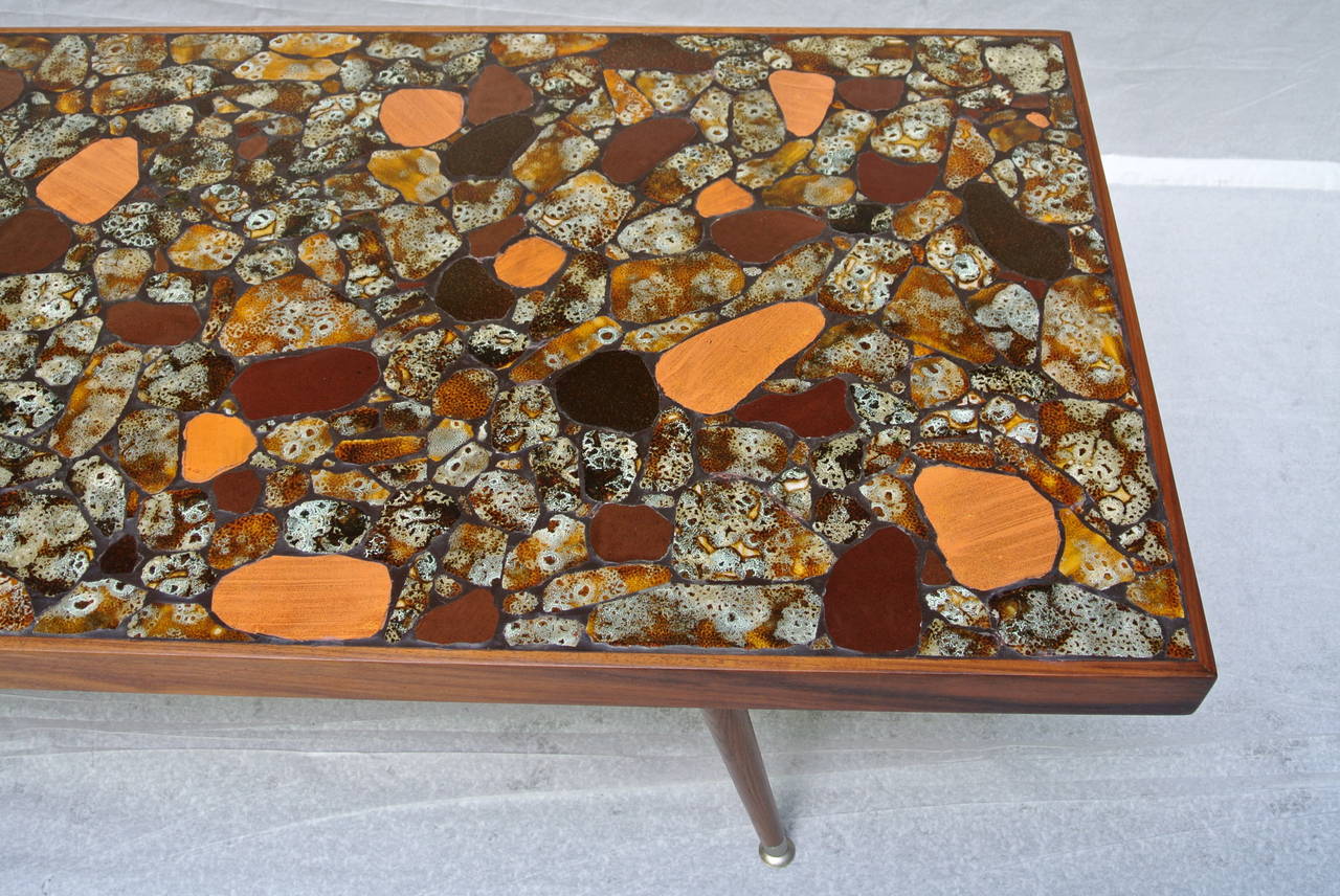 Hand-Crafted   Mosaic Pebble tile Coffee Table, circa 1958