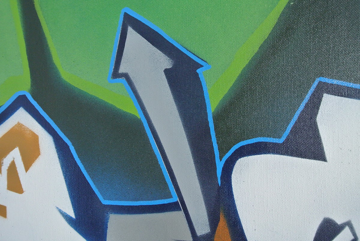 Spazzolato Artista di graffiti della California meridionale, pittura acrilica su tela in vendita