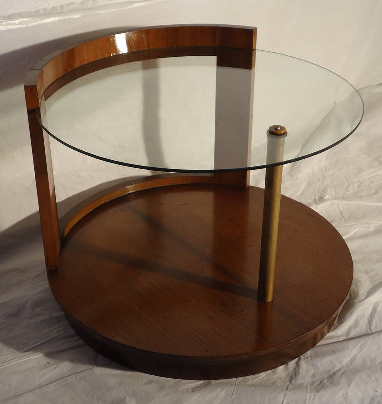 Glass Gilbert Rohde for Herman Miller Art Deco Walnut Cocktail Table, circa 1939