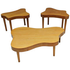 Rare in the Style of Paul Laszlo Matched Set Cerused Tables Californian Studio