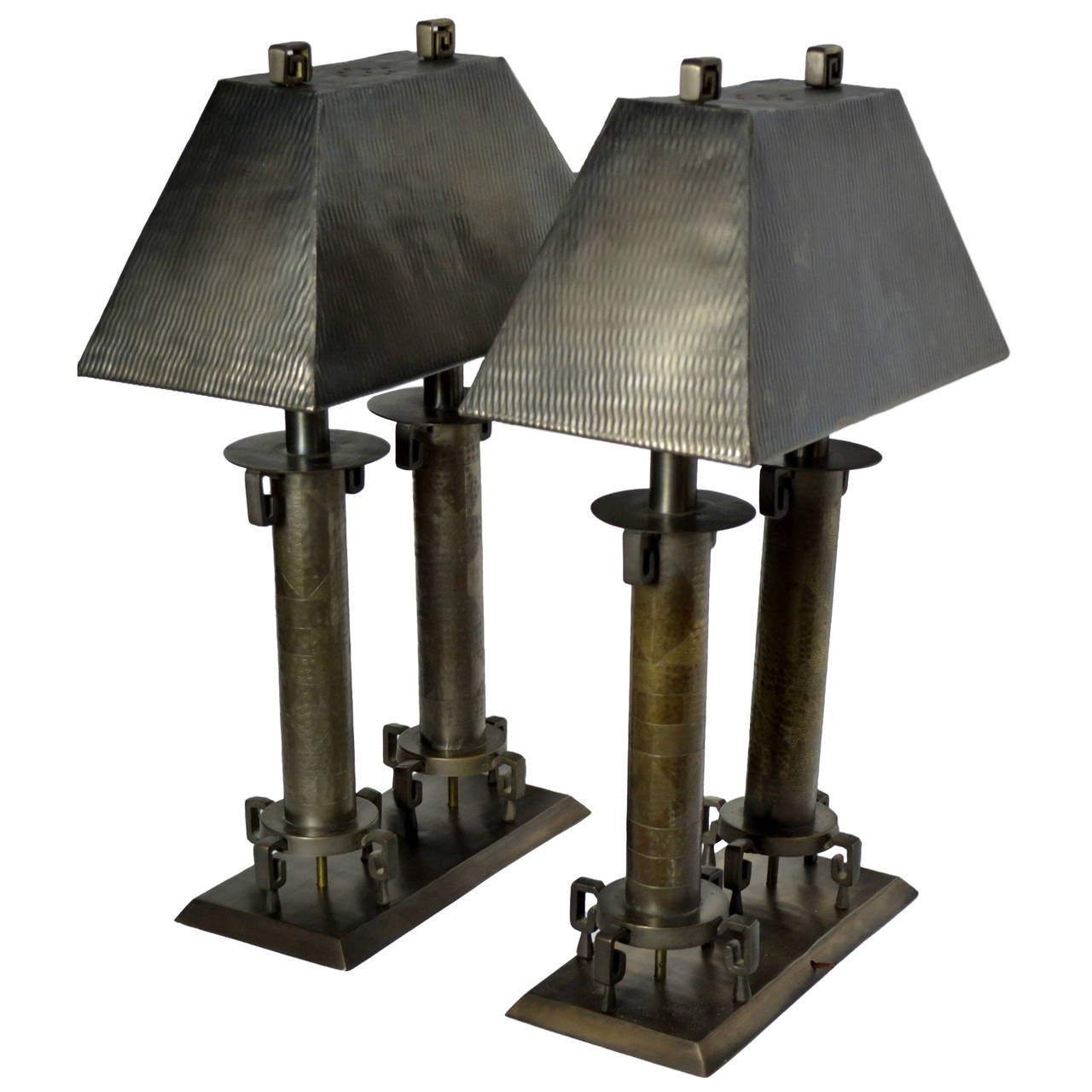 An unusual monumental pair of cast bronze table lamps from the Los Altos Golf and Country Club.
The club as built in 1923 and has had a number of renovations over its 80+ year existence.
According to members of the club's staff the lamps were
