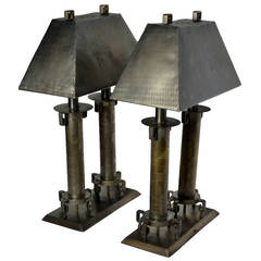 Pair of Table Lamps Handcrafted Bronze, circa 1992 Los Altos Golf and CC Club