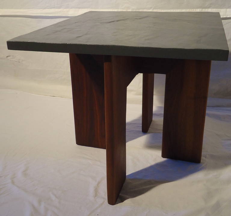 Adrian Pearsall for Craft Associates Pair of Walnut and Slate End Tables  c.1958 1