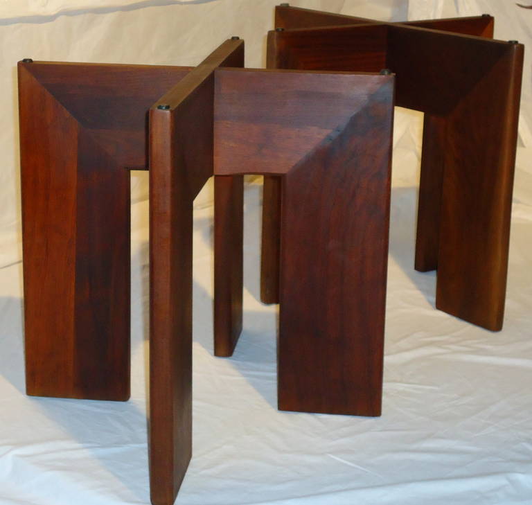 American Adrian Pearsall for Craft Associates Pair of Walnut and Slate End Tables  c.1958