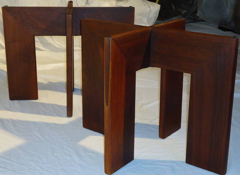 Mid-20th Century Adrian Pearsall for Craft Associates Pair of Walnut and Slate End Tables  c.1958