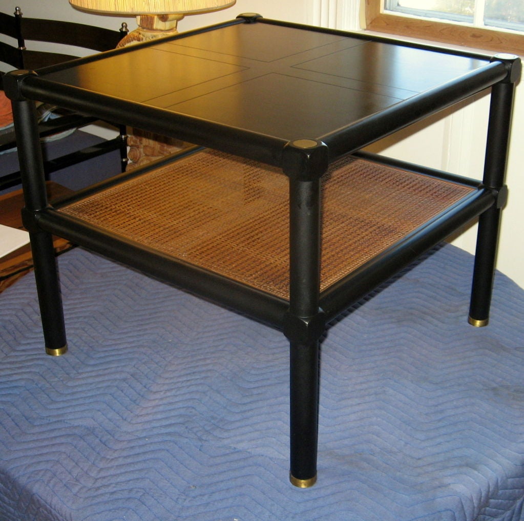 Baker End Table with Caned Shelf 5