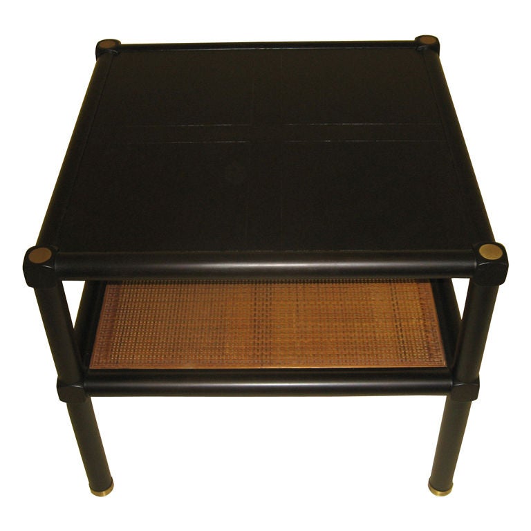 Baker End Table with Caned Shelf
