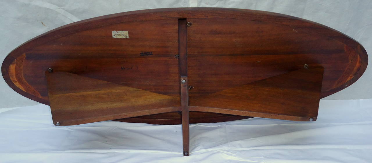 Mid-Century Modern Rare George Nakashima Oval Coffee Table Bow Tie Base Widdicomb, 1958