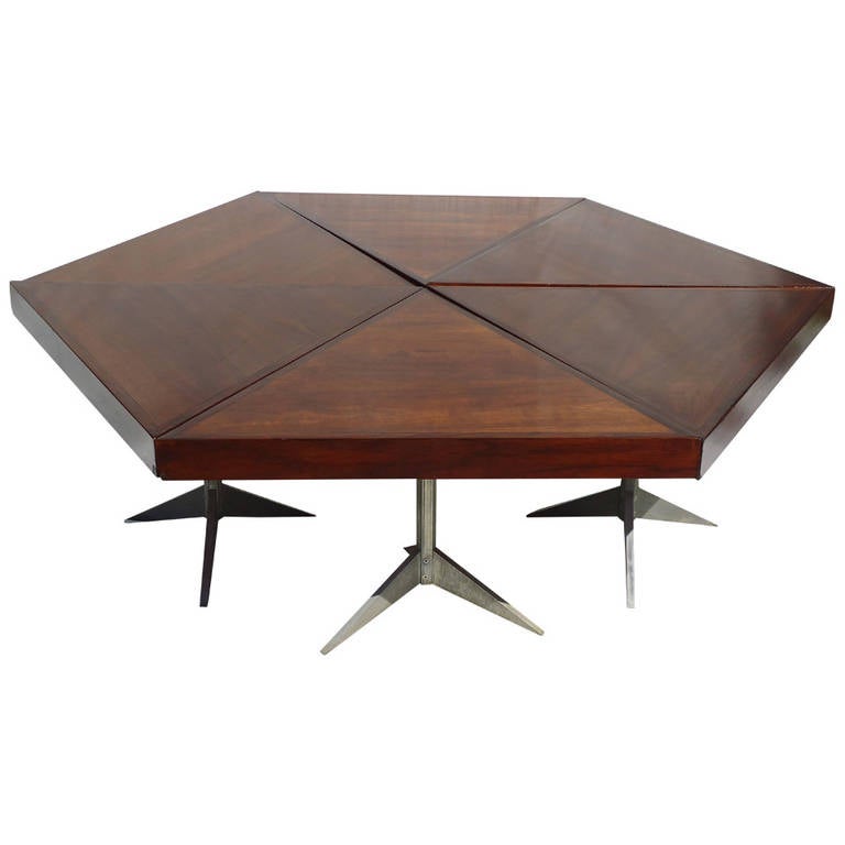 Walnut and Aluminum Petal, Kagan Style Coffee Table, circa 1960s at 1stDibs
