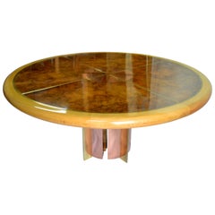 Circular Dining Table Studio Crafted Mixed Metals Strong Grained Burl 1972