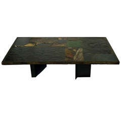 Paul Kingma Mid Century Inlayed Stone and Tile Coffee Table C.1972