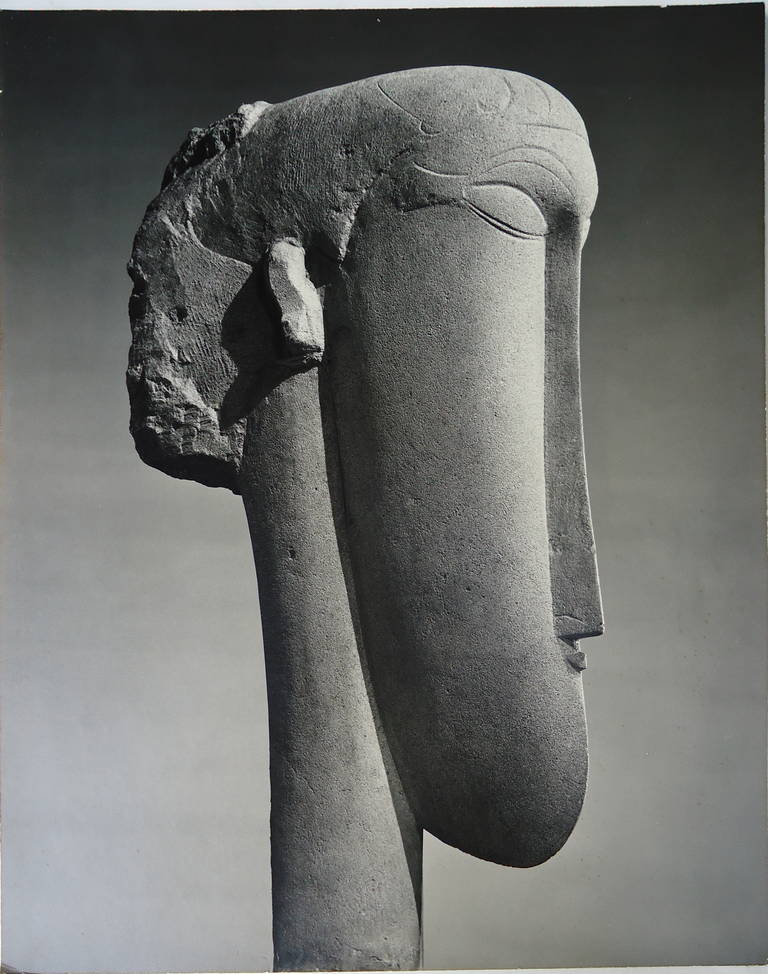 Rare Photograph by F. L. Kensett, circa 1952 of Modigliani "Tete, " 1913