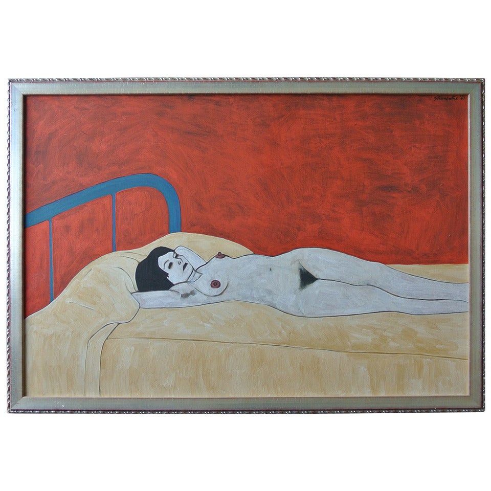 James Strombotne Painting  "White Nude" 1962