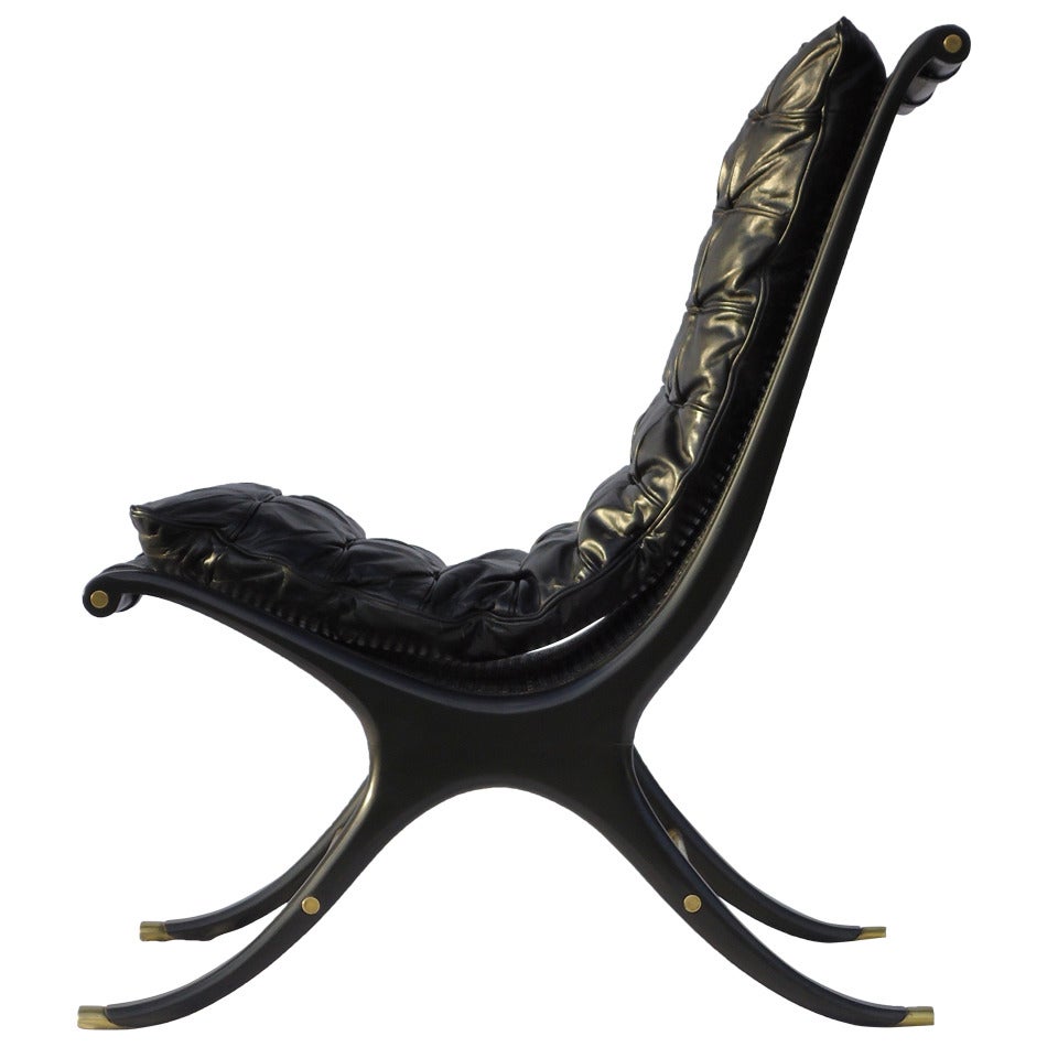 Gerald Jerome  Ebony Caned Lounge Chair CA Design 10 1968
