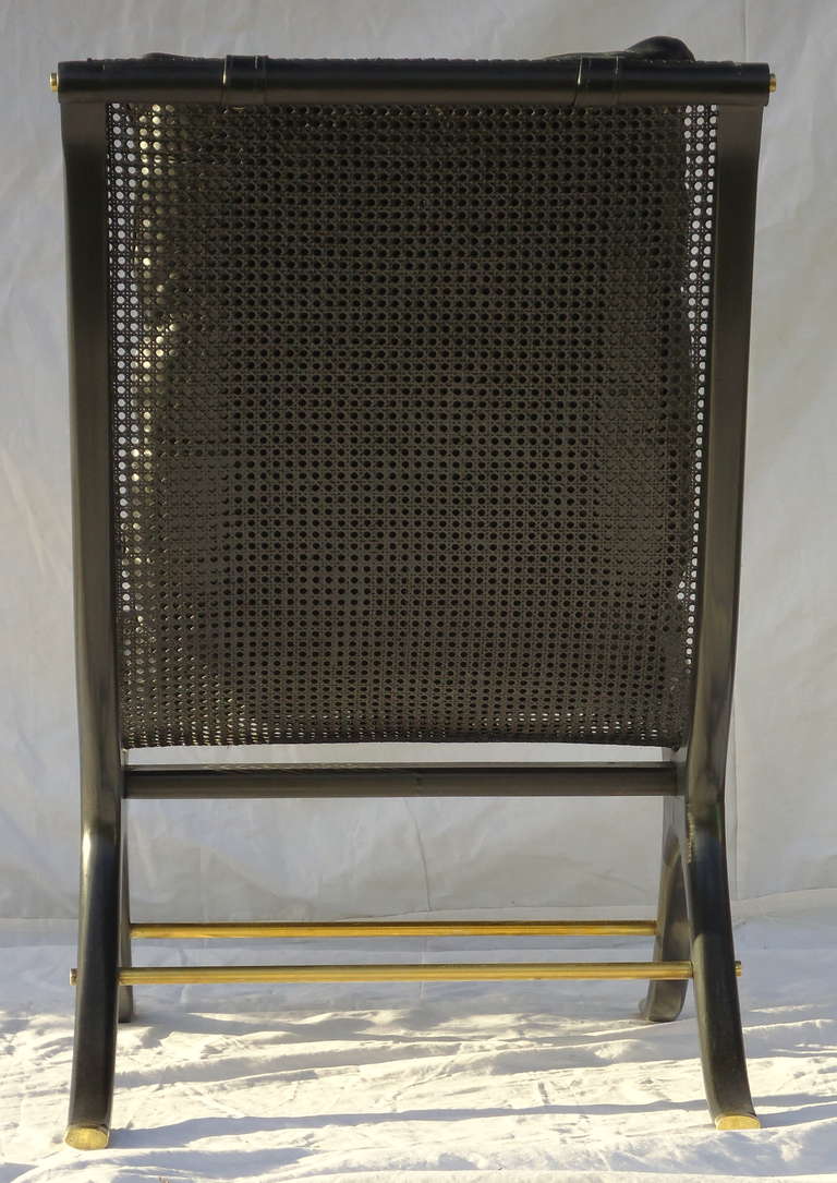 Mid-Century Modern Gerald Jerome  Ebony Caned Lounge Chair CA Design 10 1968