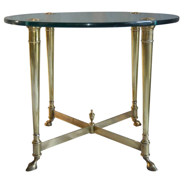 La Barge Classic Brass and Glass Top End Table, Italy, circa 1965 For Sale at 1stdibs