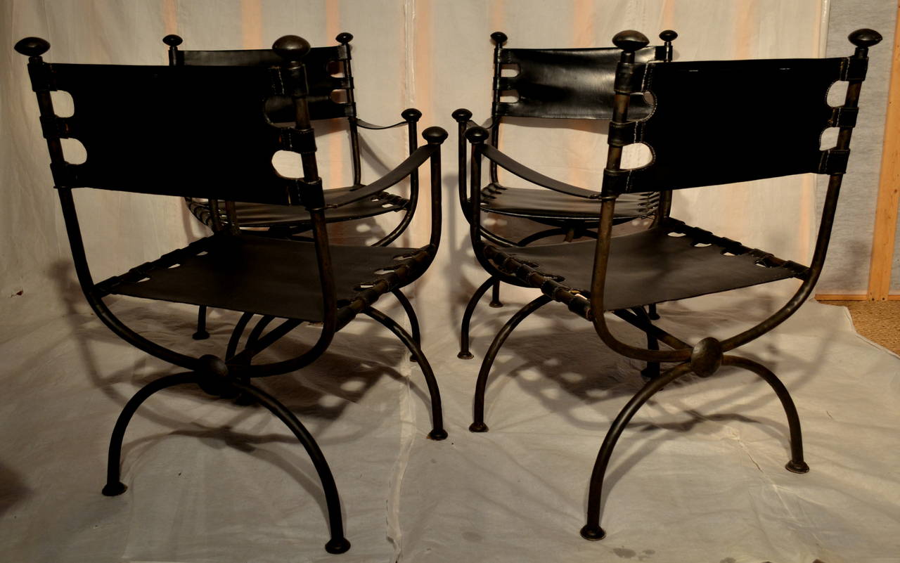 Suite of Four Black Arthur Court Director Chairs, circa 1976 4
