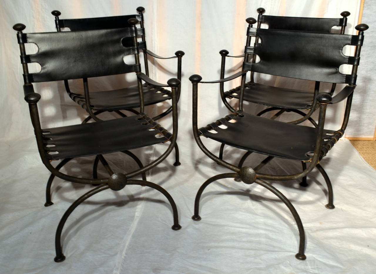 Mid-Century Modern Suite of Four Black Arthur Court Director Chairs, circa 1976