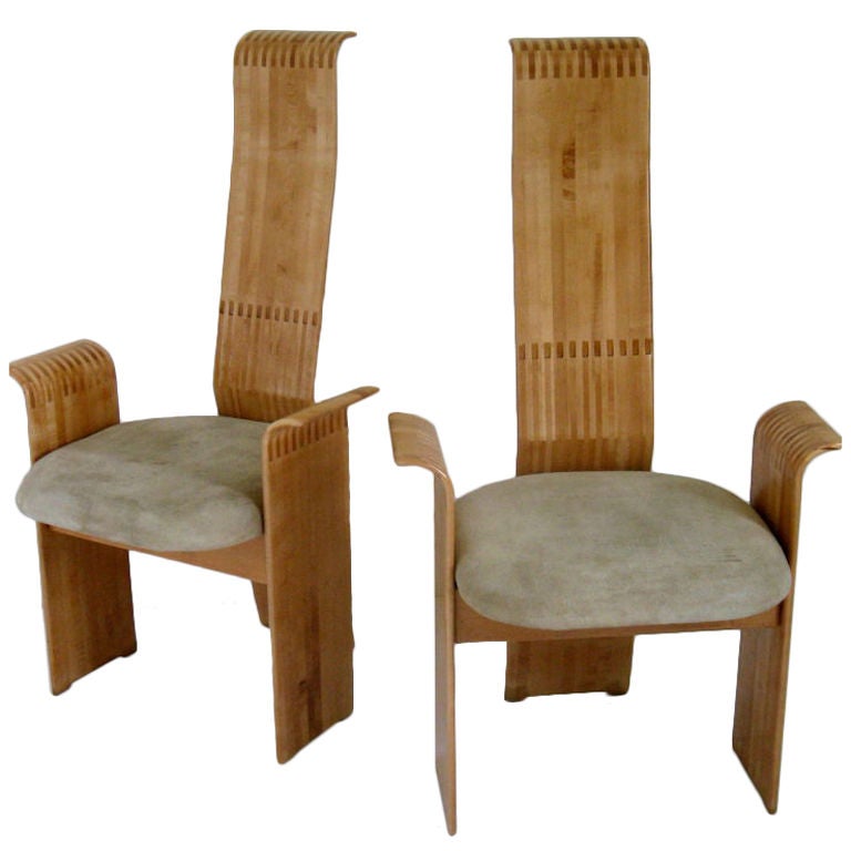 20th Century Berthold Schwaiger Studio Crafted Laminated Chairs Signed and Dated 1985 
