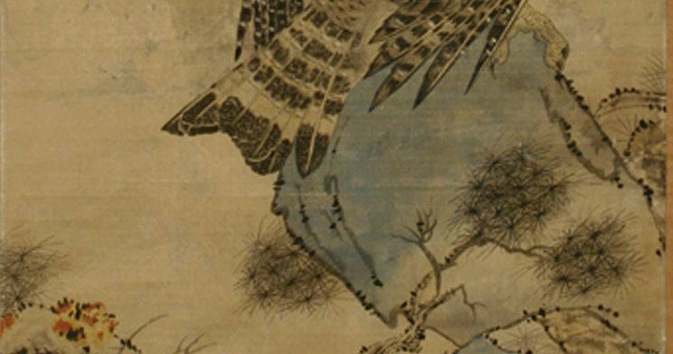 Late 19th Century Chinese Scroll of Eagle on a Stone Overhang 3