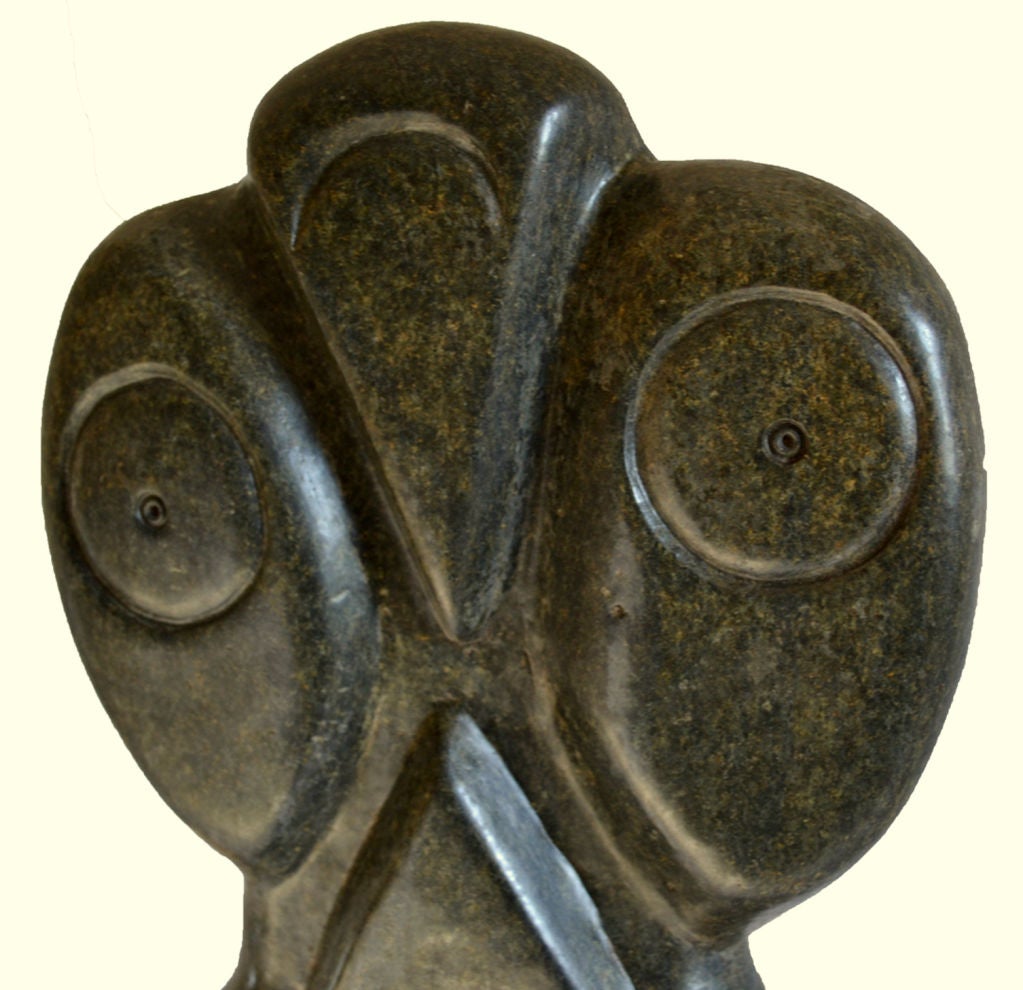Primitive Modernist Soapstone Carving of an Owl For Sale at 1stdibs