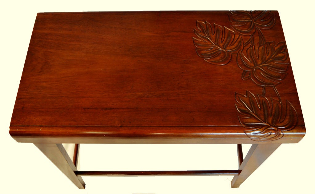 Two Carved Hawaiian Koa Wood Tropical Deco End Tables at 1stDibs koa wood furniture, koa wood