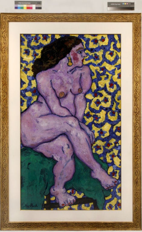 Large mixed media painting of a nude woman by noted woman artist, Fay Peck. A member of the Chicago and Aspen Art scene now a prominent part of the burgeoning contemporary art scene in Montana. With work in the Robert B. Mayer Collection, Goldman