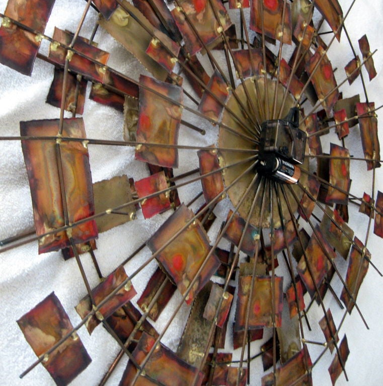 Striking Curtis Jere Style 1960's Sun Burst Wall Clock 6