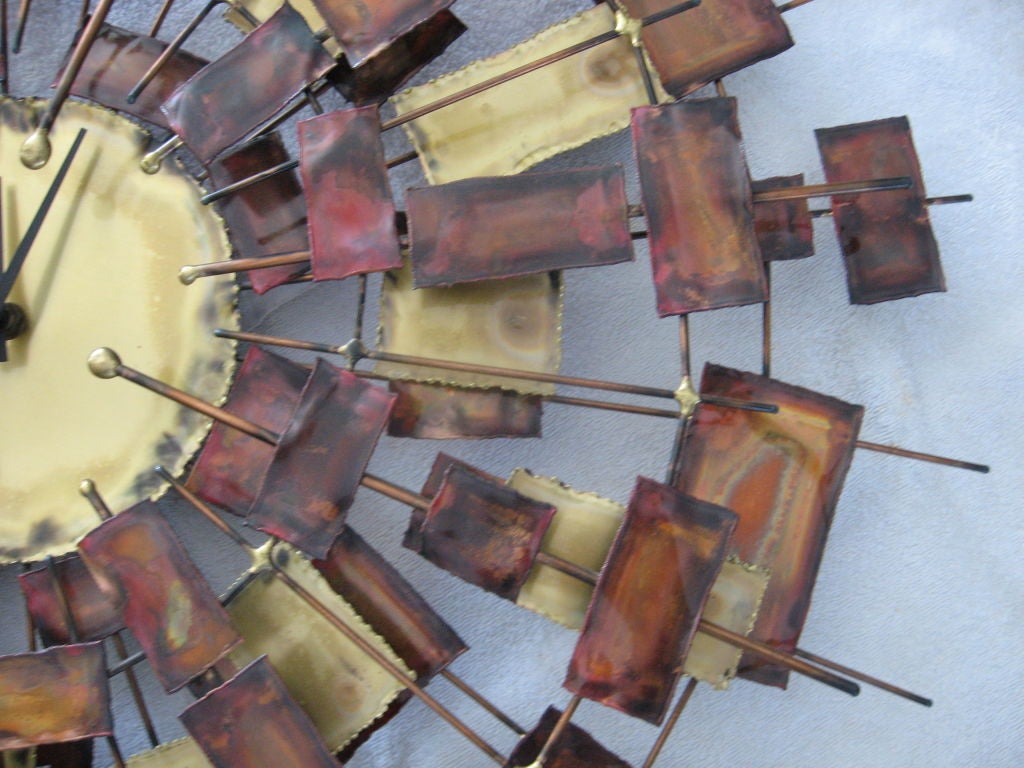 Striking Curtis Jere Style 1960's Sun Burst Wall Clock 3