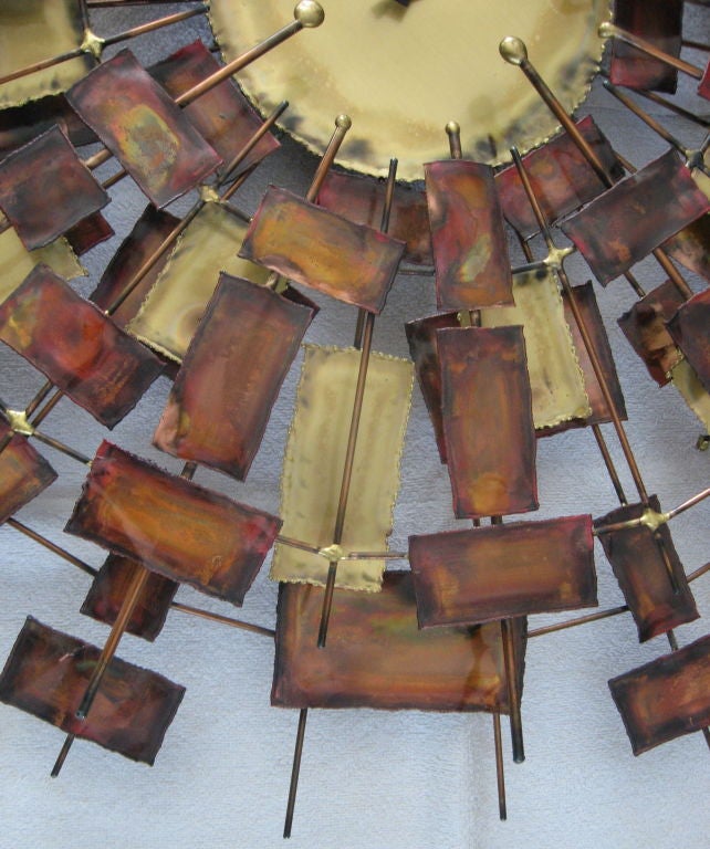 Striking Curtis Jere Style 1960's Sun Burst Wall Clock 4