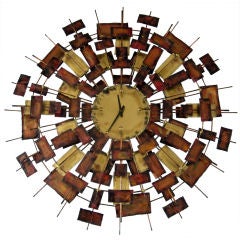 Striking Curtis Jere Style 1960's Sun Burst Wall Clock