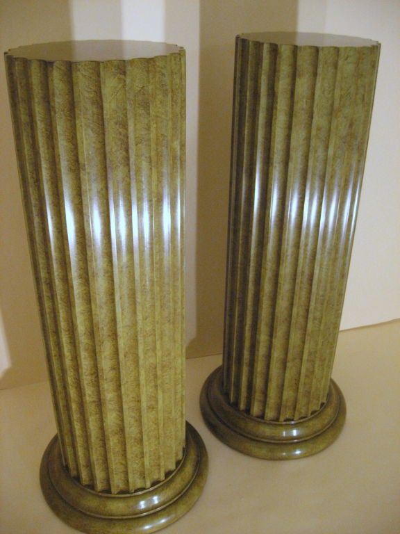 American Pair of John Widdicomb Fluted Column Pedestals 1970's