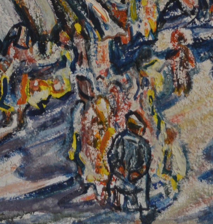 Brushed  Expressionist Painting of a Carnival, Dated 1946/47