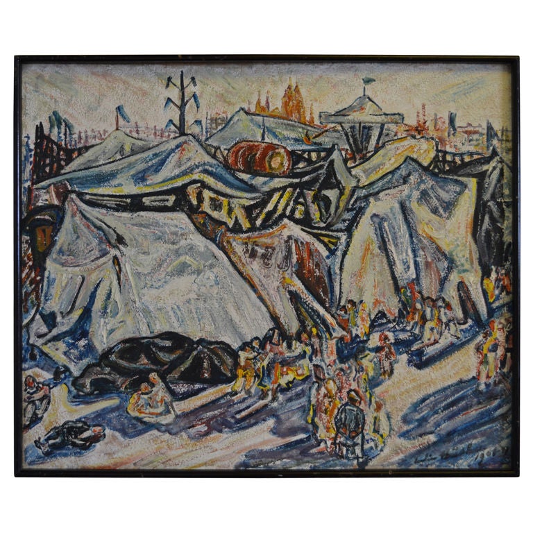  Expressionist Painting of a Carnival, Dated 1946/47