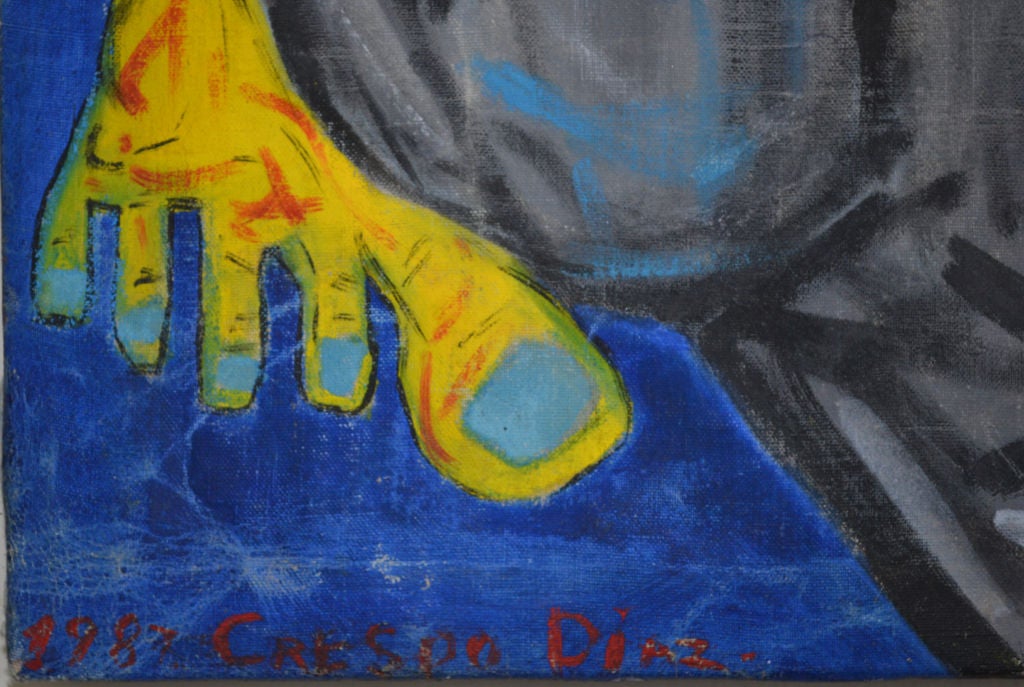 Homage an Eduardo Kingman - Gemälde von Crespo Diaz, „Esperando El Final III“ (Gemalt) im Angebot