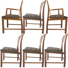 Vintage Michael Taylor Walnut 6 Dining Chairs Baker Furniture Far East Collection 1950s